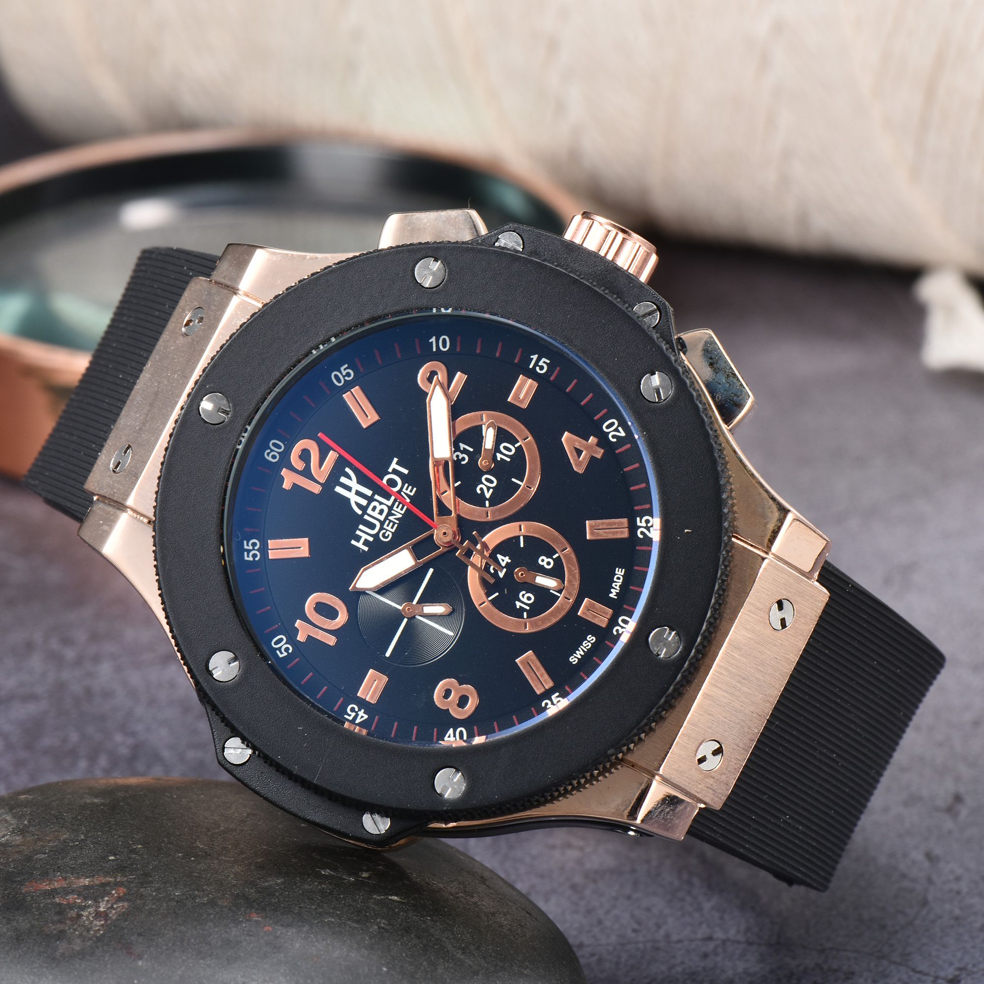 

Fashion Silver Gold Men's big Watches Stainless Steel Buckle Automatic machinery bang Watch hub2
