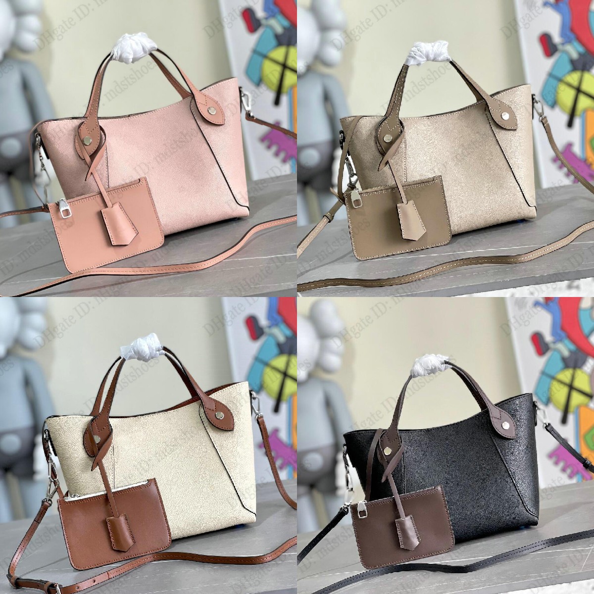

HINA Hobo PM MM GM Shoulder Bag Perforated Mahina Leather Top Handle Handbag Women Designer Tote Cross Body M54351, Color 3