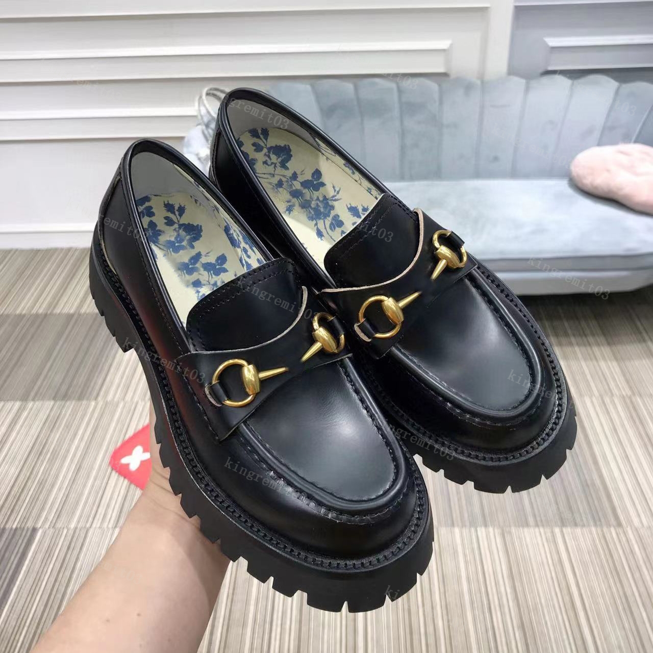 

Designer Princetown Dress Shoes Men Women Leather Casual Shoes Embroidery Buckle Loafers Calfskin Platform Gold-Toned Slip On Printed Stampede
