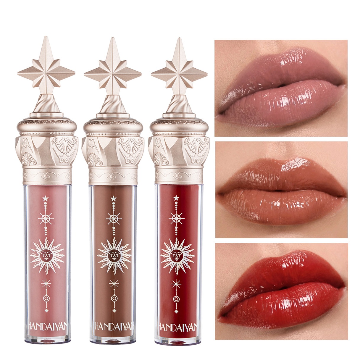 rouge à lèvres mat, Film léger à l'eau, miroir, vernis à lèvres longue durée, brillant imperméable, 8 couleurs de maquillage