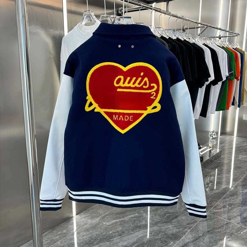 

Luxury V designer jacket mens baseball jackets love embroidered sportswear men women loose hip hop wool cardigan coat us size, Black