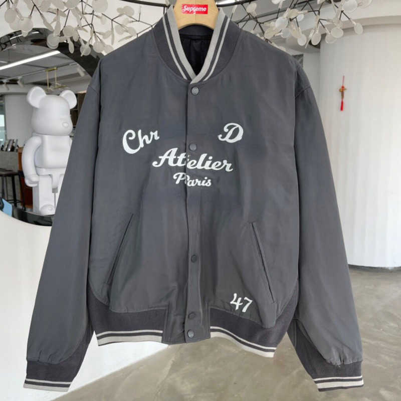 

Luxury mens jacket metal nylon waterproof cardigan coat designer baseball jackets men women casual sportswear, Gray