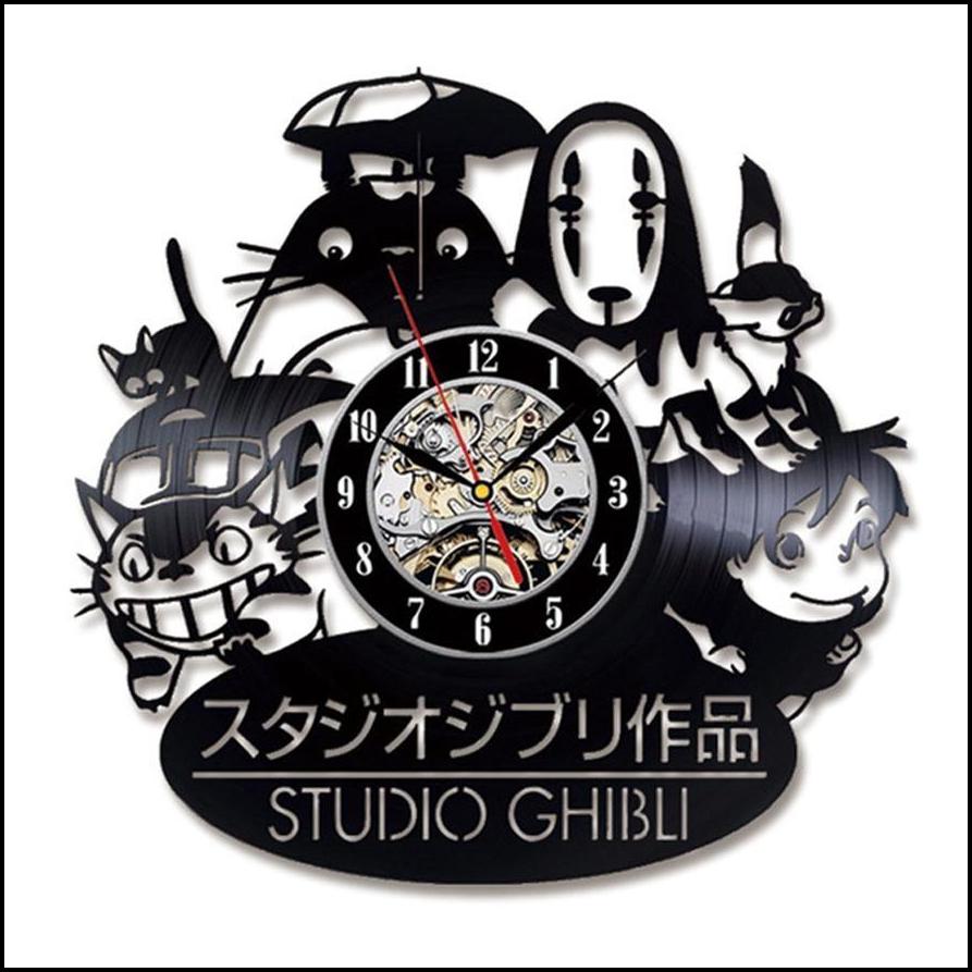 Studio Ghibli Totoro Wall Clock Cartoon My Neighbor Totoro Vinyl Record Clocks Wall Watch Home Decor Christmas Gift for Children Y286F