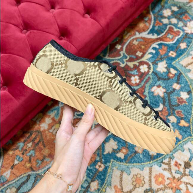 

Designer Luxury Flat Canvas Shoes Natural Maxi Sneakers Rubber Sole Lace-up Closure Design Classic Causal Shoe, Color10