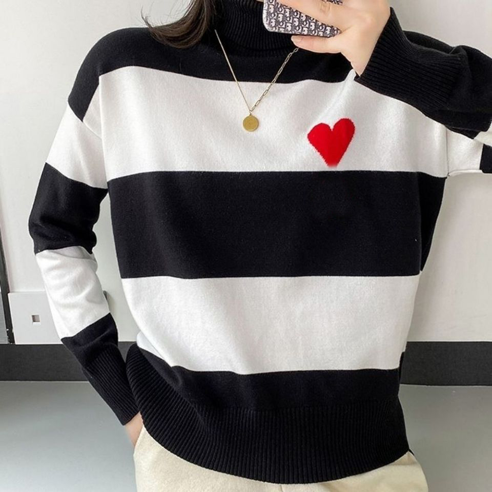

Sweater Man for Woman Knit High collar Love A Womens Fashion Letter Black Long Sleeve Clothes Pullover Oversized Top1