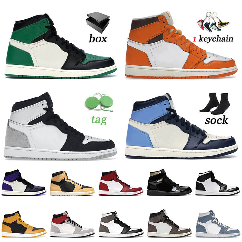 Basketball Jumpman Shoes 1 1s Pine Green Starfish High Obsidian Unc Grey Fog Georgetown Light Smoke Grey Twist Chicago for Mens Women Sneakers Sp
