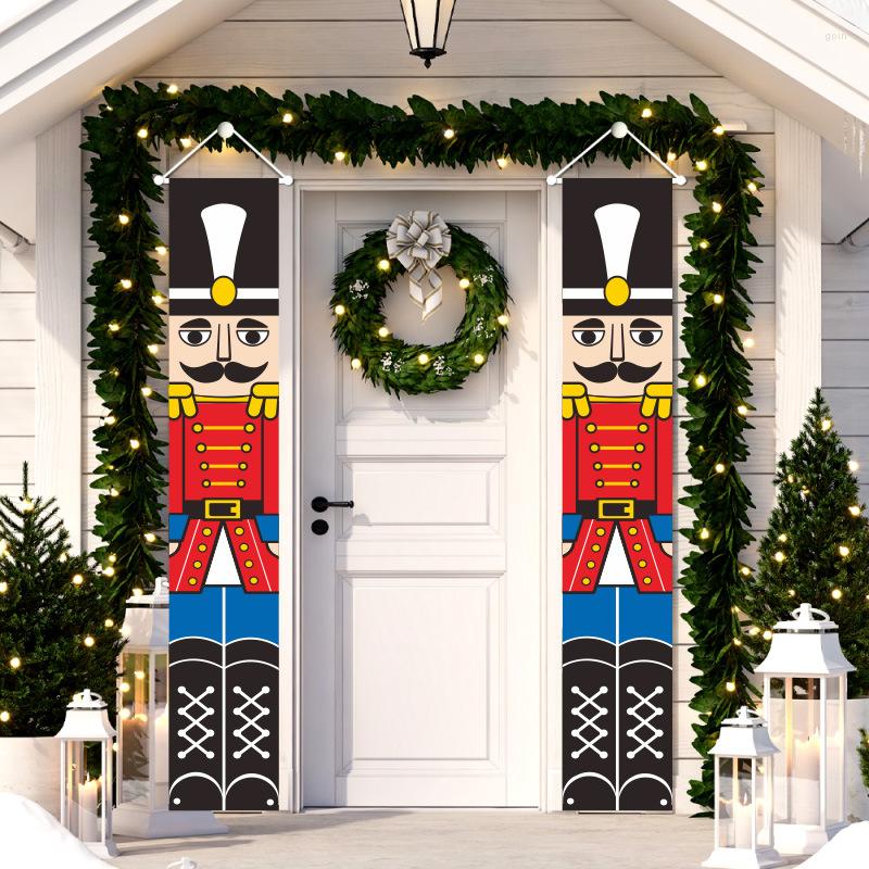

Christmas Decorations Nutcracker Soldier Banner Couplet For Home Holiday Merry Door Decor Happy Year