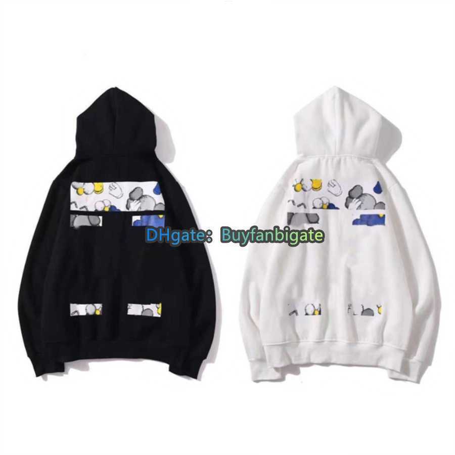

Watercolor Digner Luxury Off Graffiti Classic Hoodie Fisher Print Coupl of Black White Men and Women Casual Zipper Sweater Hoodeds U3nm, 22