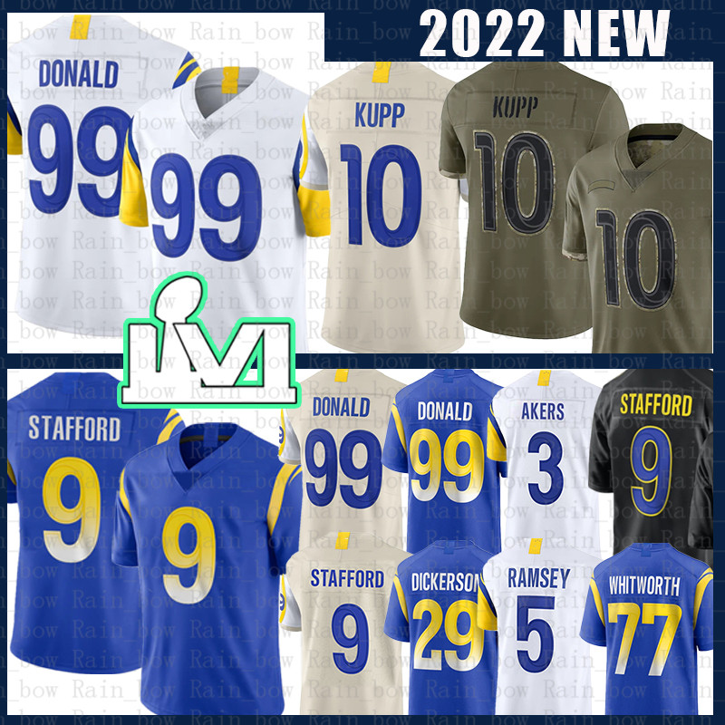 

Cooper Kupp Jersey 9 Matthew Stafford Aaron Donald Jalen Ramsey Cam Akers Leonard Floyd Bobby Wagner Van Jefferson Matt Gay Eric Dickerson Andrew Whitworth Football, 2022 mens jersey(gy)