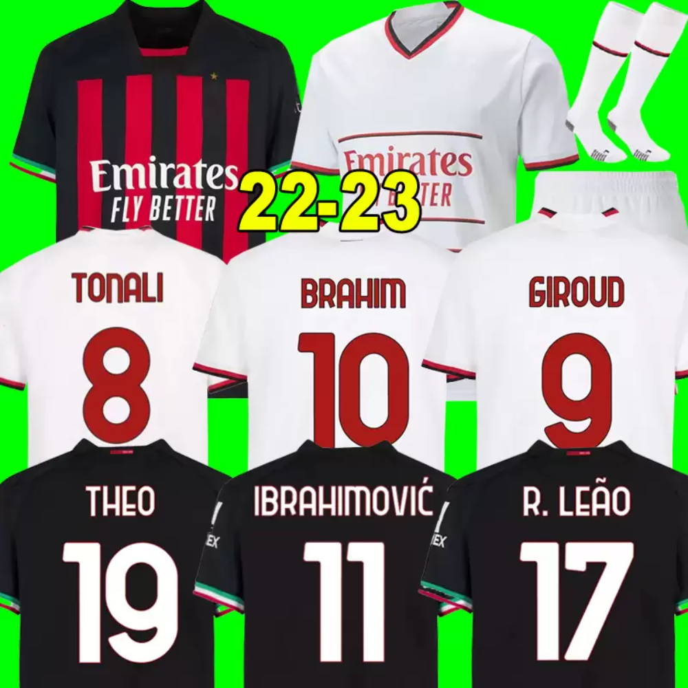 

IBRAHIMOVIC 22 23 soccer jersey AC MILANS GIROUD R. LEAO BENNACER KESSIE ROMAGNOLI CALHANOGLU TONALI REBIC football shirt maillot men kids -Factory Outlet, 22-23 home+patch2