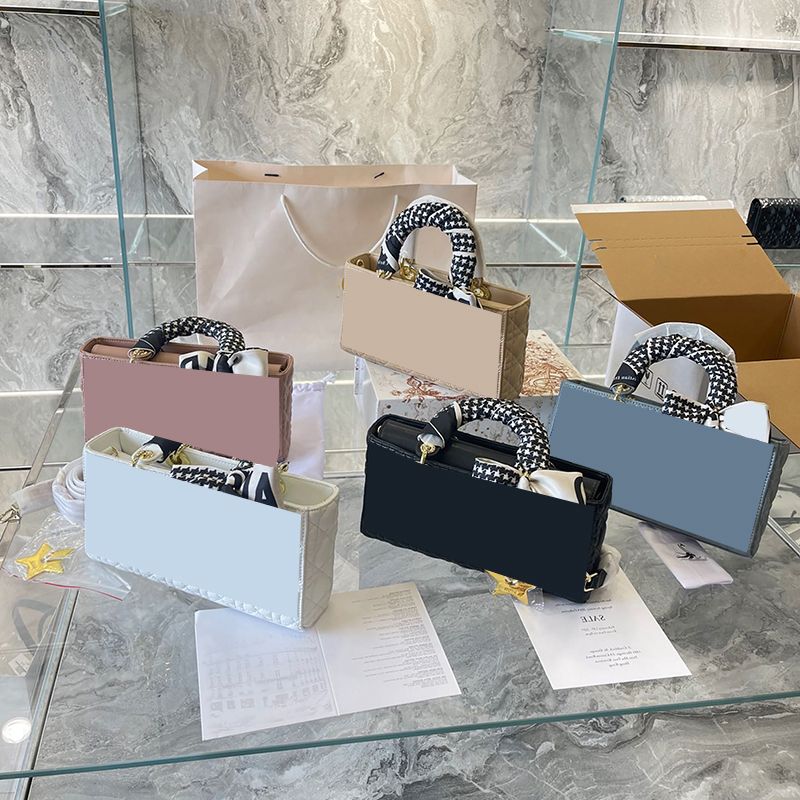 

shoulder bag handbag crossbody 26cm fashion sheepskin real leather two shoulders straps Rattan plaid Wallets Handbags designer bag lady d-joy d-life caro M0540ONGE, Grey blue