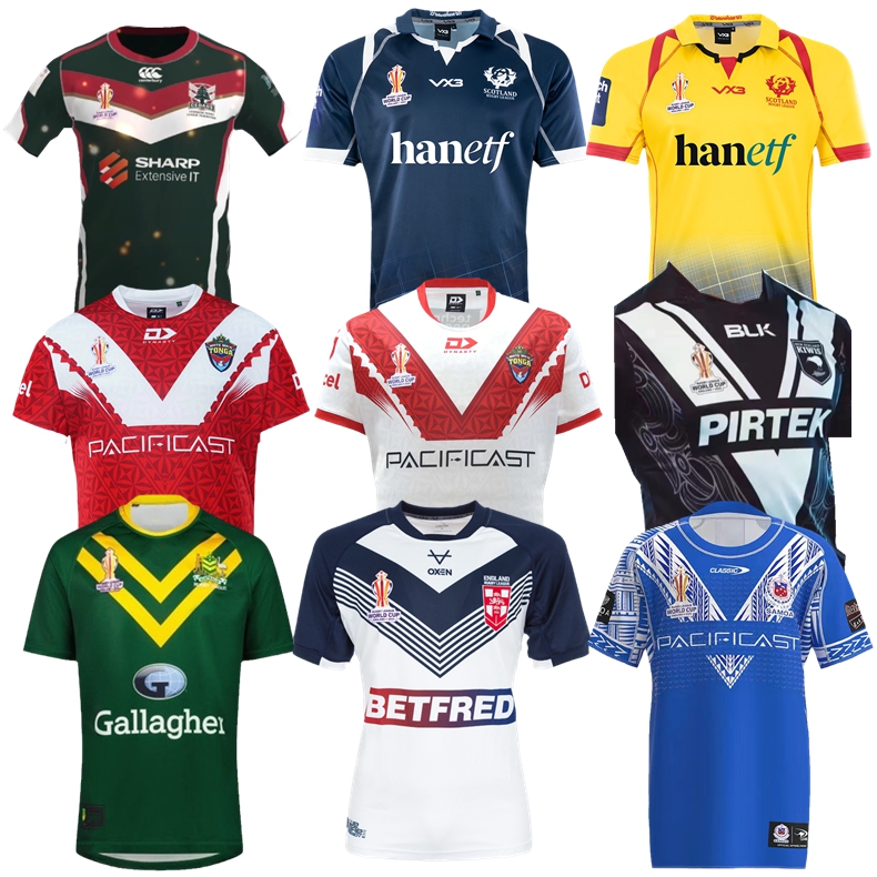 

2022 Australia KANGAROO Rugby league Jerseys world cup 2021 engLANDS Tonga RLWC Samoa Scotland Samoa home away shirts Size S-5XL, 2022 kangaroo rlwc jersey