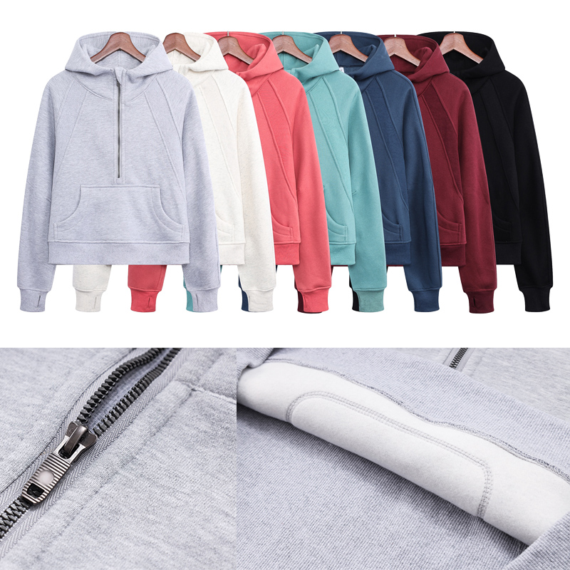 

Scuba Oversized Funnel Neck Half Zip Hoodie Designer Womens Sports Pullover Hoody Casual Running Thick Liner Lightweight Warmth Yoga Jumper GYM Hooded Tops, This option does no ship