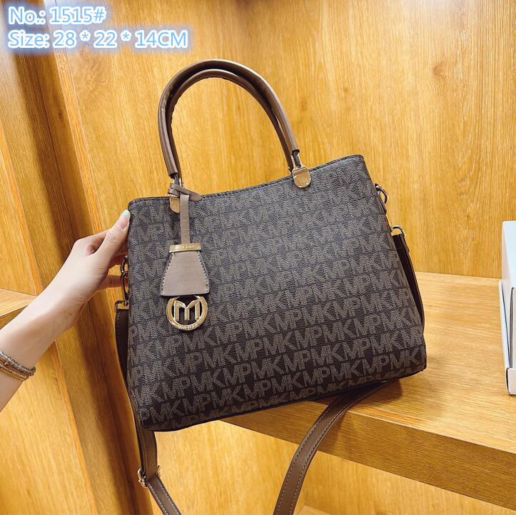 

Wholesale factory ladies clutch bag 2 colors multi-layer thick leather handbag simple Joker printed shoulder bags retro letters color matching Western backpack, Brown-1515#