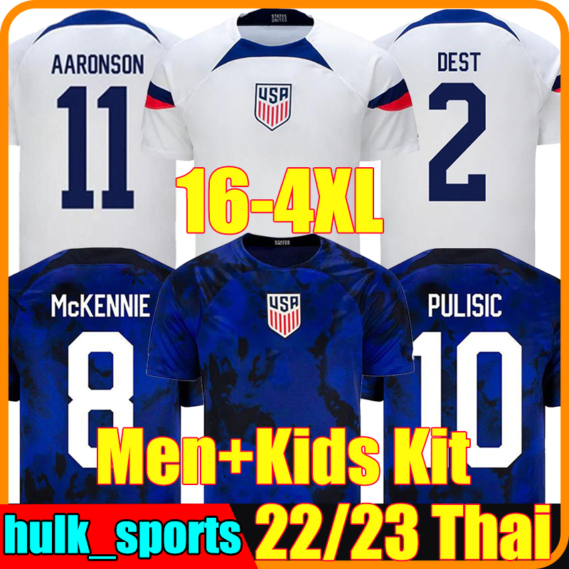 

XXXL 4XL 2022 PULISIC USAS soccer jerseys 22/23 united states football shirt AARONSON 2023 America REYNA McKENNIE MORRIS DEST YEDLIN Llanez ADAMS LONG men kids kit, 21-22 away