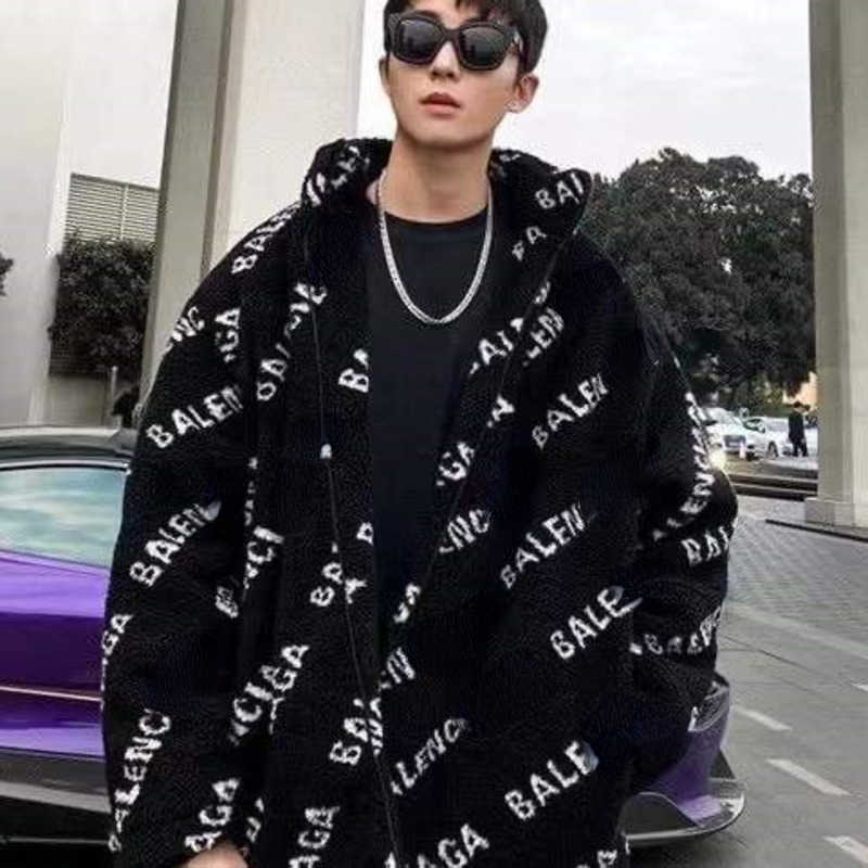 

Bb designer wool jacket mens zipper cardigan coat men women winter warm jackets loose oversize down coats, White