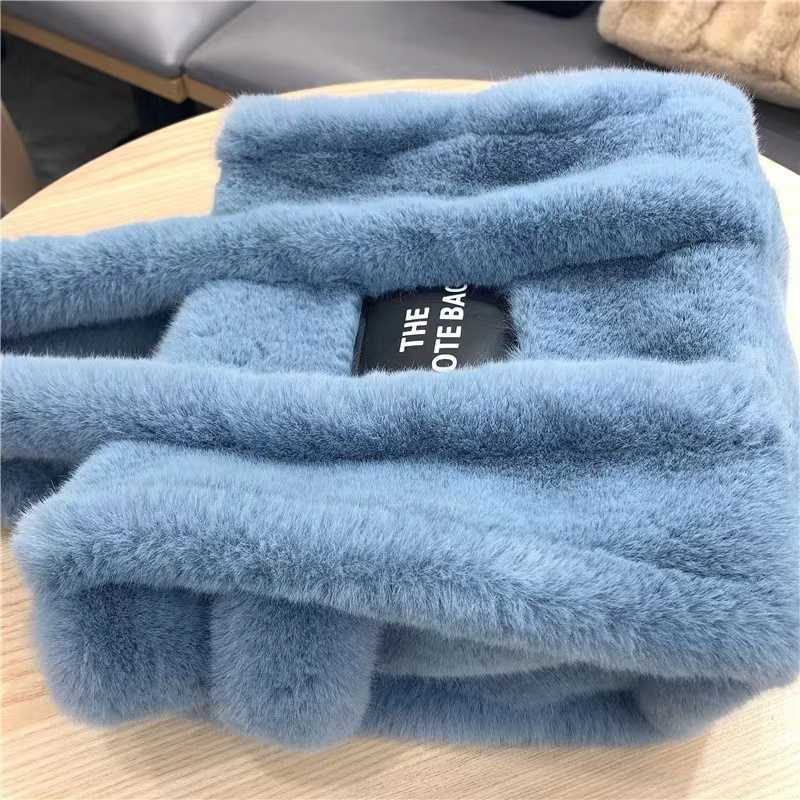 

Luxury Women Bags Faux Fur Totes Furry Plush Shoulder Crossbody Bag for Woman Designer Soft Top Handbags Purses large the tote bag, Sky blue
