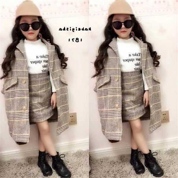 

Mihkalev Girl fall outfits 2021 autumn winter children clothing set Coat Skirt baby girls tracksuit kids Woollen Clothes sets X0401, Packing bag