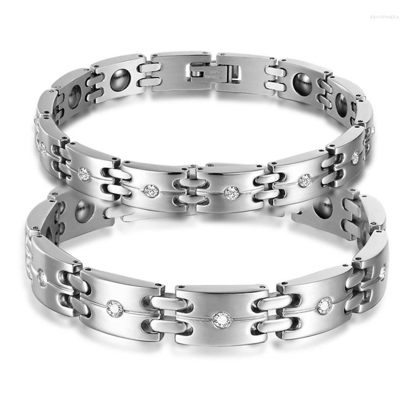 

Link Bracelets Health Energy Magnetic Bracelet Stainless Steel Lovers For Men Women Care Jewelry