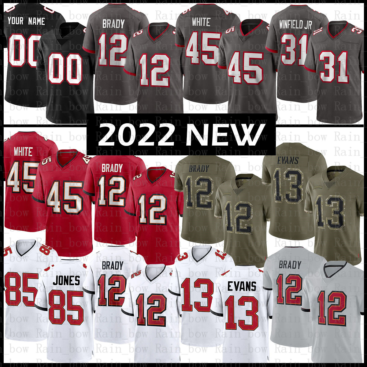 

Julio Jones Buccaneeres Football Jersey Antoine Winfield Jr. Tom Brady Mike Evans Devin White Chris Godwin Kyle Trask Lavonte David Jerreth Sterns Mike Alstott Lynch, Mens jersey(haid)