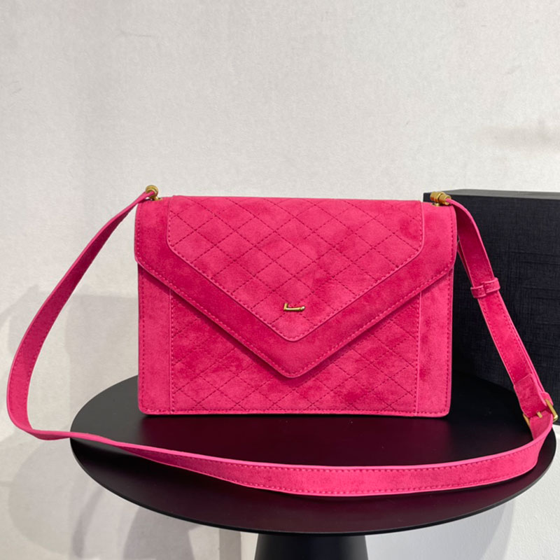 

Gaby Envelope Crossbody Bag Suede Flap Shoulder Bags Women Clutch Handbags Purse Multi Pochette Hardware Letters Interior Compartment Pocket Solid Color Wallets, #1