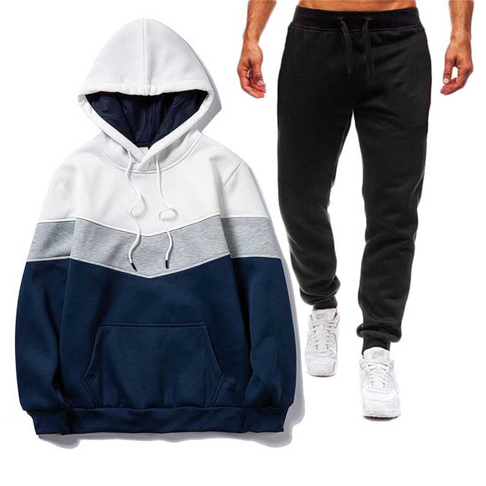 

Men' Tracksuits New Autumn and Winter Sports leisure Fitness Suit With a Little Hoodies Sweatshirt Pants G221011, Orange