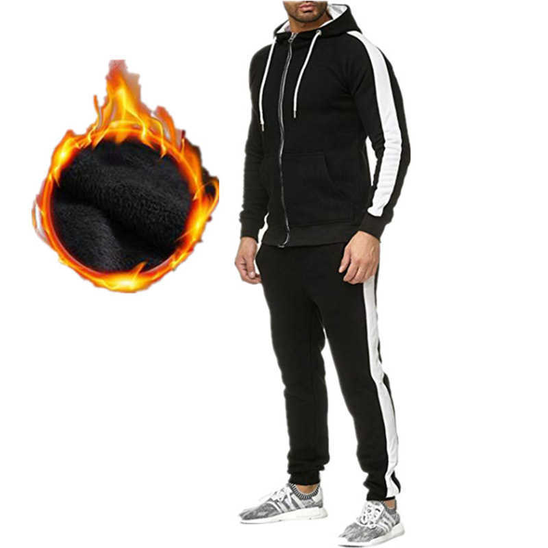 

Men's Tracksuits Pieces Set Winter Warm Men Tracksuit Jacket Casual Sportswear Clothes Hoodies Sweatpant Suit Fleece Jogger Sports G221011, Red