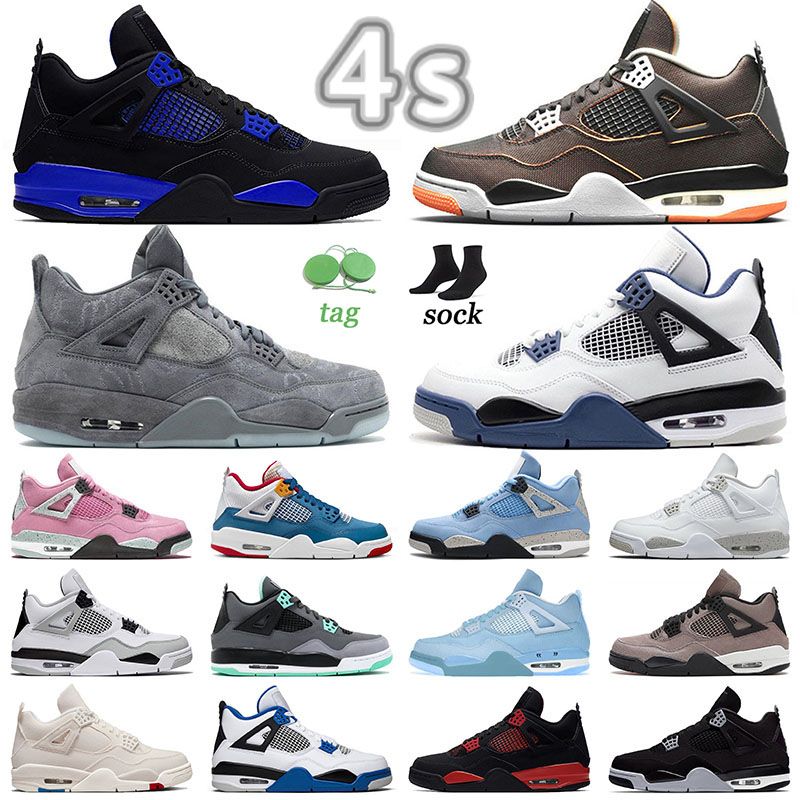 

J4 J4s Jumpman 4 Basketball Shoes Mens Womens 4s Starfish Military Blue Thunder Green Glow Fire Red Black Cat Ow White Sail Pink Canyon, J77 40-47 canyon purple