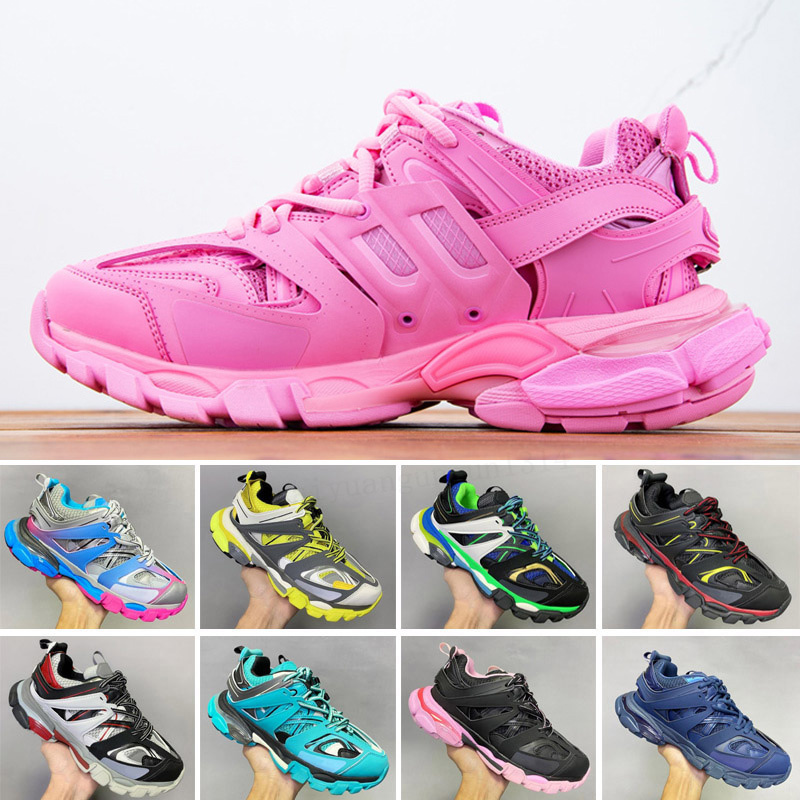 2022 Mens Women Casual Shoes Track 3.0 Sneakers Luxury Brand Designer Trainers Triple S Leather Platform Sneaker Ice Pink Blue White Orange Black