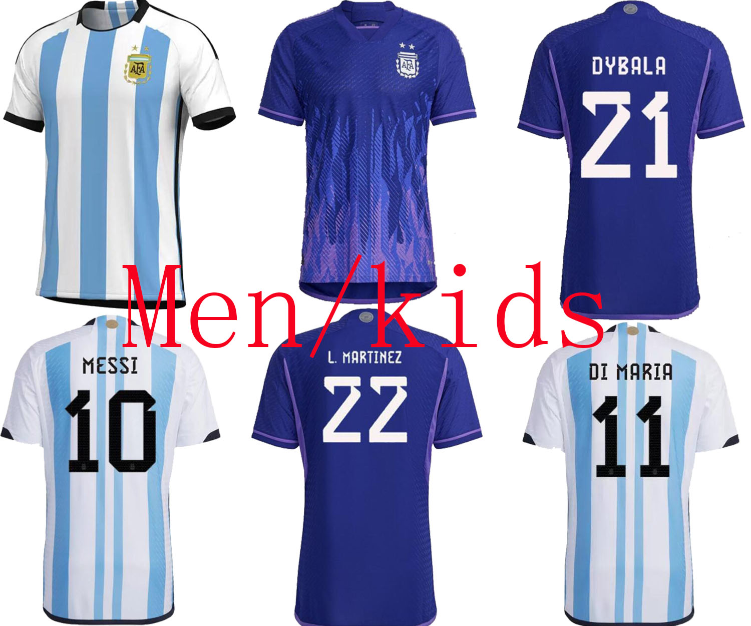

2022 2023 Argentina soccer Jersey football shirt DYBALA AGUERO MARADONA DI MARIA 22 23 Men LO CELSO home away Kids kit sets, Purple