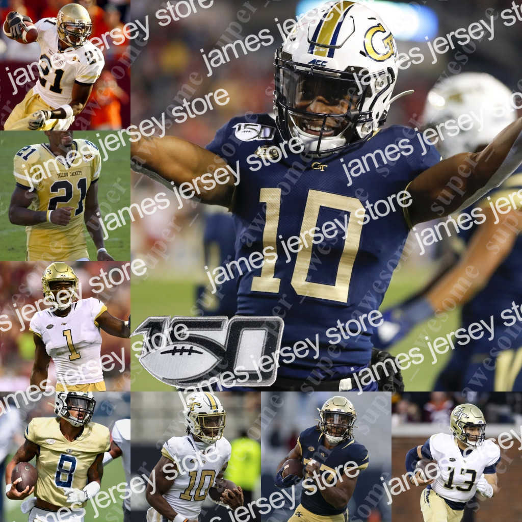 

American College Football Wear NCAA Georgia Tech Football Jersey Jeff Sims Jahmyr Gibbs Kevin Harris Malachi Carter Kalani Norris Dontae Smith Dylan Leonard Juanye, White