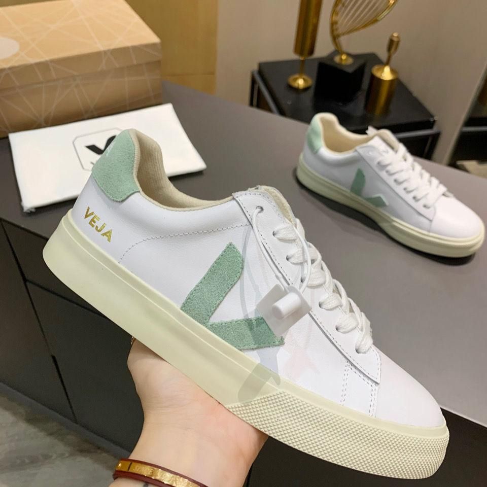 

Womens Sneakers Shoes Men 'S Classic White Unisex Fashion Couples Vegetarianism Style Original Veja Campo Size 36-44 COR, Red