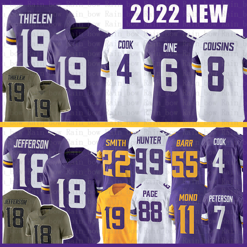 

Lewis Cine Jersey 18 Justin Jefferson Kirk Cousins Adam Thielen Dalvin Cook Danielle Hunter Za'Darius Harrison Smith Kellen Mond Camryn Bynum Ryan Connelly Football, 2021 youth size s-xl (wjr)