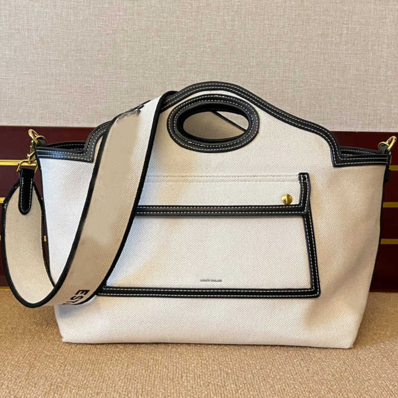 

Designer Shopping Bags Women Tote Bag Plain Canvas Handbag Fashion Removable Embroidered Shoulder Strap Letter High-capacity Leather Edge High, Black