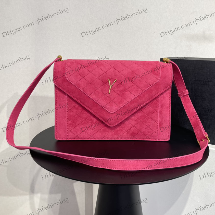 

Womens Suede Quilted Envelope Bags Classic Matelasse Multi Pochette Gold Hardware With Shoulder Strap Crossbody Wallets Fall Designer Gaby Handbags 26x18x7CM, Box