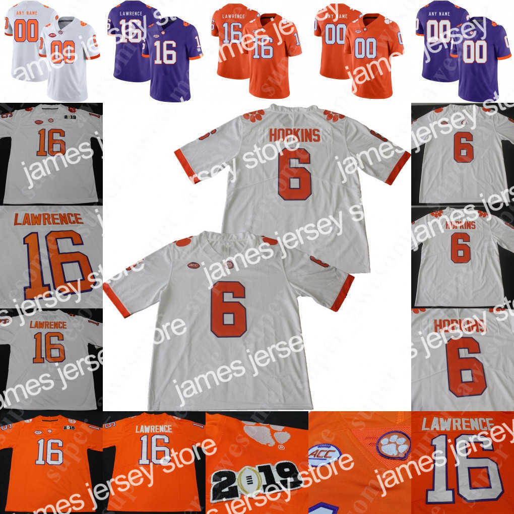 

American College Football Wear Clemson Tigers Football Jersey Deshaun Watson DeAndre Hopkins Brian Dawkins Trevor Pryce Charlie Waters CJ Spiller Whitehurst, White
