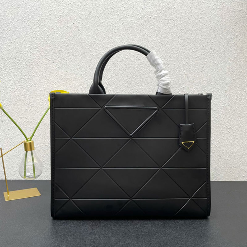 

Totes Cow Bag Large Capacity Shopping designer Clutch Handbag Lady Shoulder Purse Plain Black Removable Leather Strap Triangle, 22x28x9cm