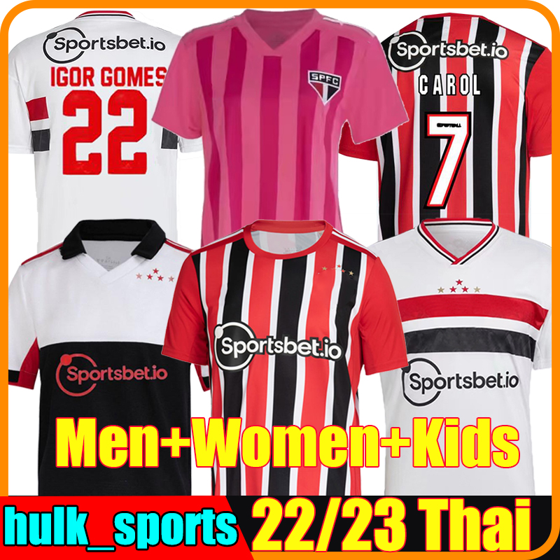 

22/23 Sao Paulo Outubro Rosa soccer jerseys LUCIANO MIRANDA Rafinha J.Calleri Eder ALISSONNIKAO GABRIEL G.SARA Camisa de futebol Men Wome Kids kits football shirts, 22-23 home player