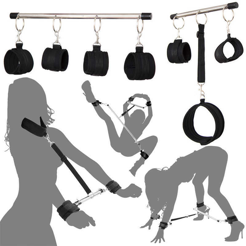 Massager bondage Toys Bdsm Bondage Metal Spreader Bar Handcuffs Ankle Cuff Neck Collar Restraint Set Slave Shackles Erotic Game Sex Tool for Wome-image-809993354