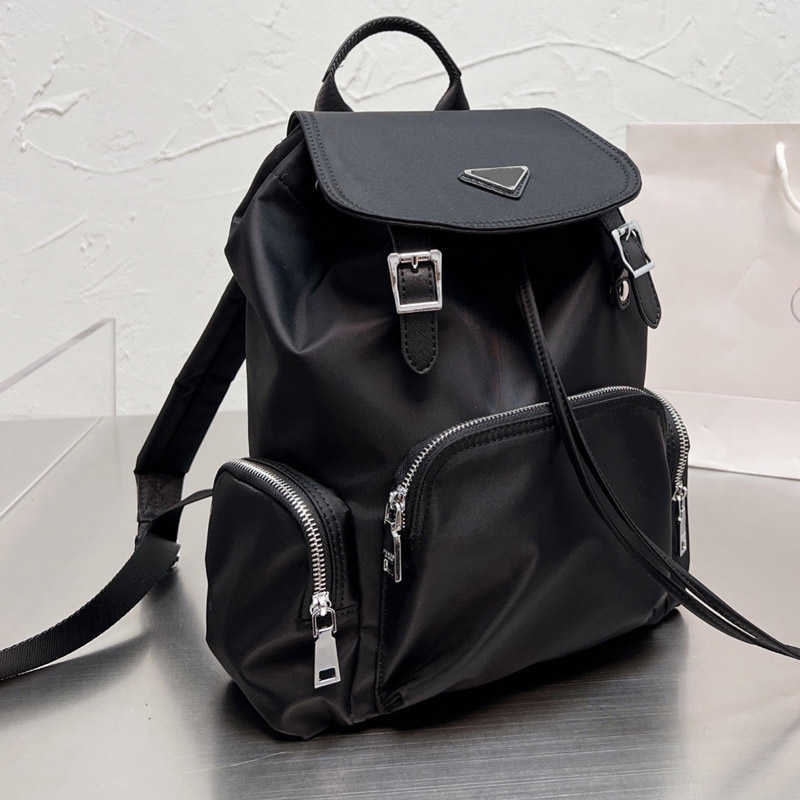 

Backpack Women Handbag Crossbody Bag Tote Travelling Bags Fashion Canvas Plain Black Drawstring Triangle Decoration High Quality Unisex, 32x21cm