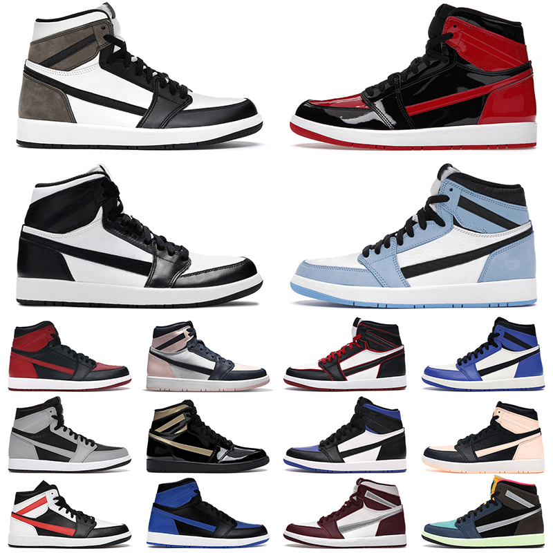 

Jumpman 1 Basketball Shoes Men Women 1s Bred Patent Dark Mocha University Blue Bordeaux Black Royal Chicago Mens Trainers Outdoor Sports Sneakers GAI