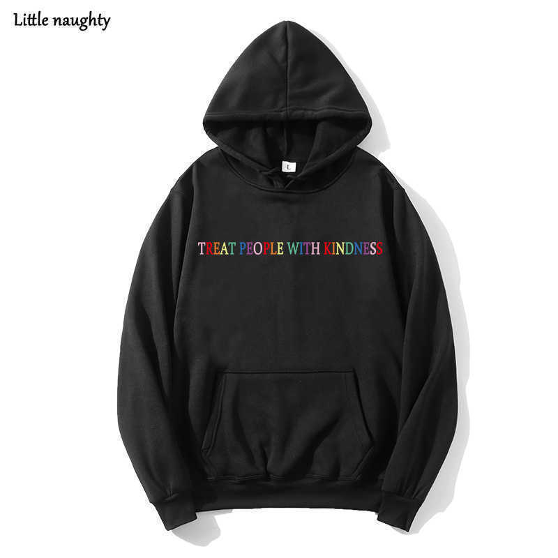 

Men' Hoodies Sweatshirts Treat People With Kindness fun Hoodies Sweatshirt vintage letter print Hoodie Streetwear Clothes Harajuku Women Top T221008, Pink