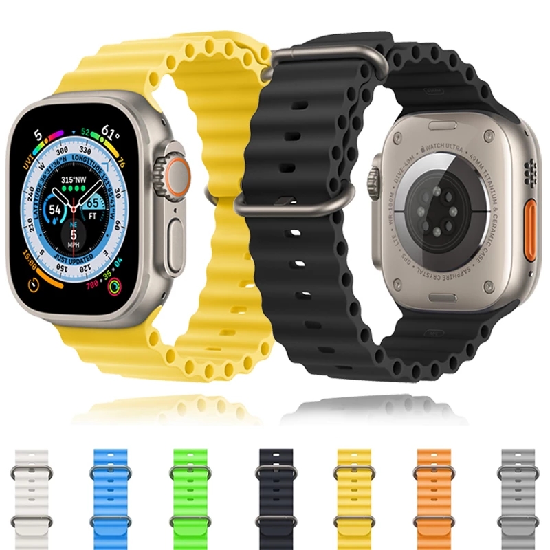 

Ocean Band for Apple Watch Ultra strap series 8 7 6 SE 54321 silicone wrist for iWatch sport stretch bracelet 49mm 45 44mm