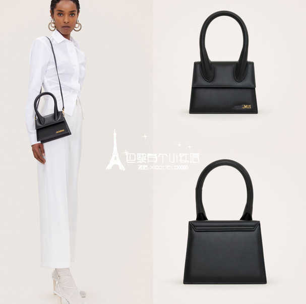 

Designer Jacq Bags Bloggers same Le Chiquito Moyen Leather Medium One Shoulder Messenger Bag, Black