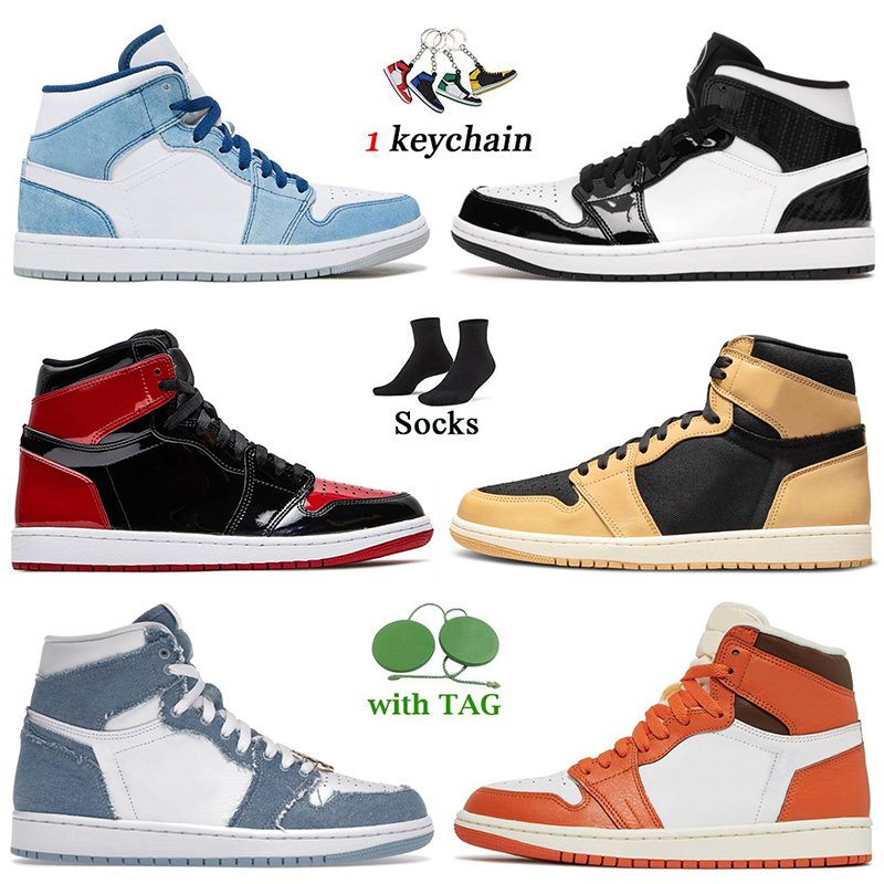 

New Fashion Jumpman 1 High OG Basketball Shoes Denim 1s Starfish Lost Found Heirloom Stealth Mid French Blue Women Mens Trainers University, A97 chicago 36-46