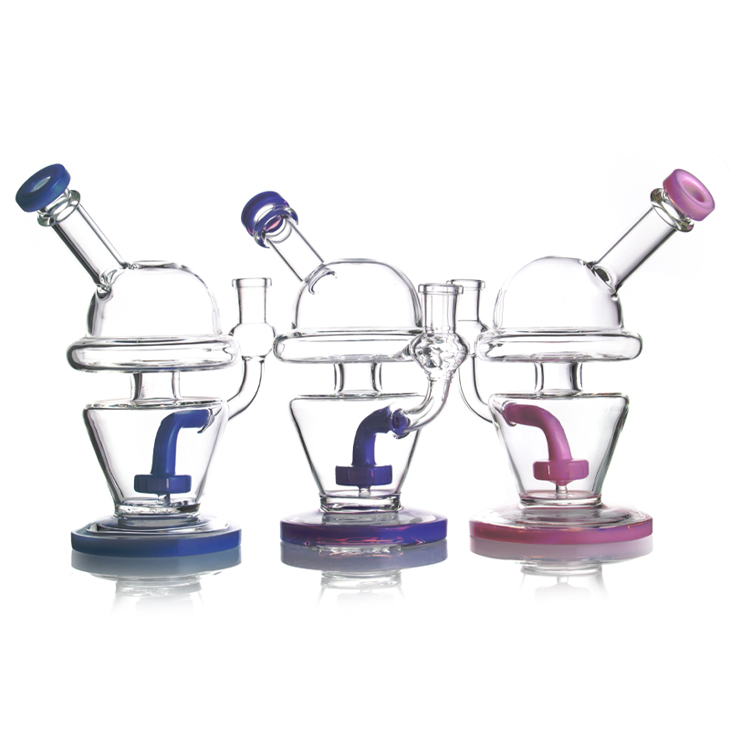 

Hookahs 7.5 Inch 14mm Female with Herb Slide Vortex Cyclone Recycler Stereo Matrix Perc Dab Rig Fritted Disc Glass Bong Water Pipe