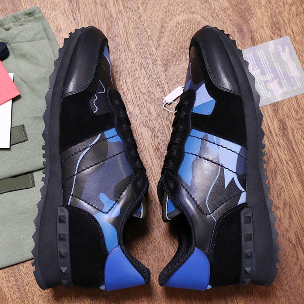 

Stud Rockrunner Camouflage Trainers er Shoes Mesh Real Leather Combo Rock Runner Sneakers for Men Women Rubber Valentinoes Valentinoity Wou, Color 8