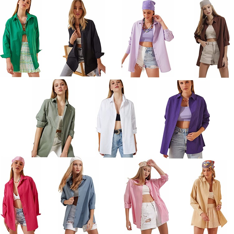 2024 Office Lady Cotton Blouse Women Autumn Shirts Tops Casual Clothes Long Sleeve Loose Solid Button Shirt Blouses Mujer