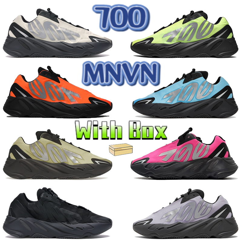 

700 Running shoes MNVN with box resin carbon blue tint orange phosphor triple black metallic honey flux geode west men women designer sneakers, Bubble wrap packaging