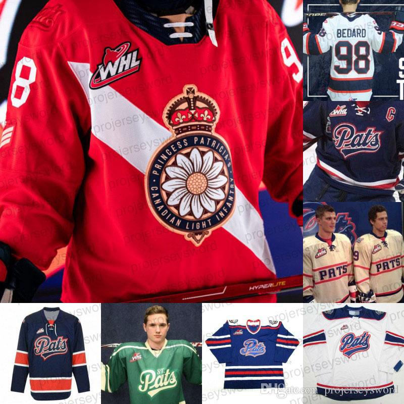

College wear 2021 WHL Regina Pats Hockey Jersey Carter Massier Cole Dubinsky Zack Smith Carter Chorney Sloan Stanick Colby Wotton Jakob Broo, Blue